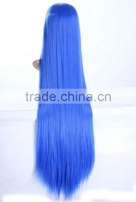 Afro Style Wig,Kosher Human Hair Wig,Heat Resistant Synthetic Lace Wig,Blue Color Fashion Cheap Party Tinsel Wig