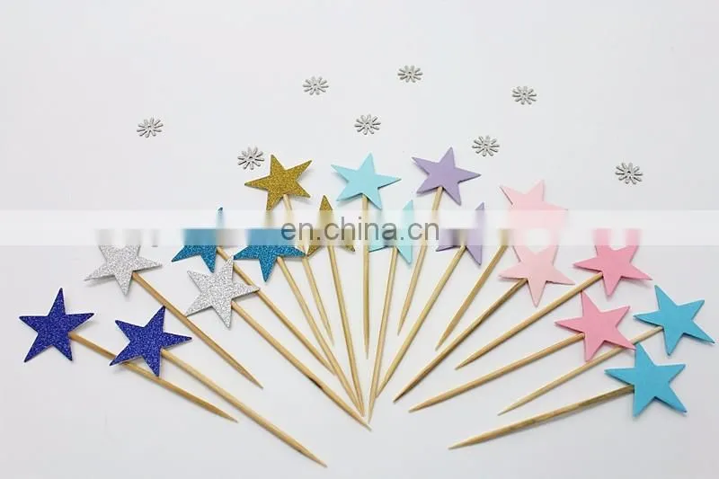 Colorful Stars Cupcake Topper Birthday Party Wedding Cake Decorations