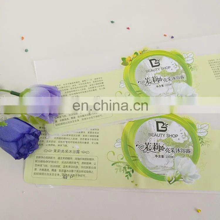 Colorful logo custom shape 1000ml adhesive sticker label PVC sticker for shampoo packaging