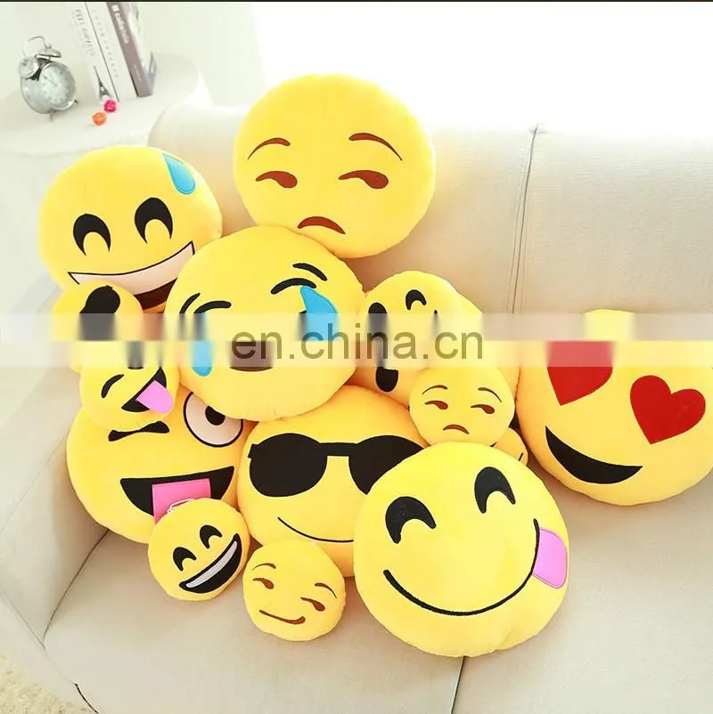 Soft Emoji Emoticon Pretty Round Cushion LED Pillow Stuffed Plush Toy