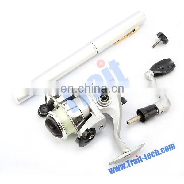 Wholesale Mini Aluminum Fibre Glass Retractable Pen Fishing Rod with Reel
