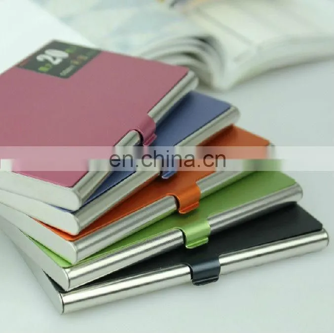 Cheap business card holder/black name card holder/metal card holder with leather