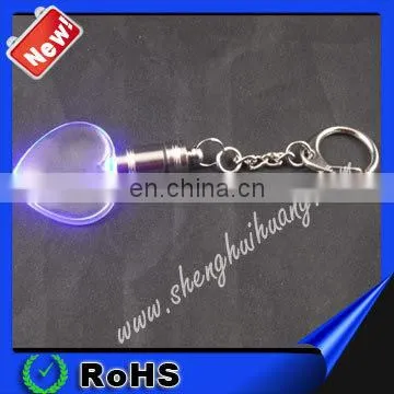 Custome Light Up Glowing LED crystal reflector keychain keychain
