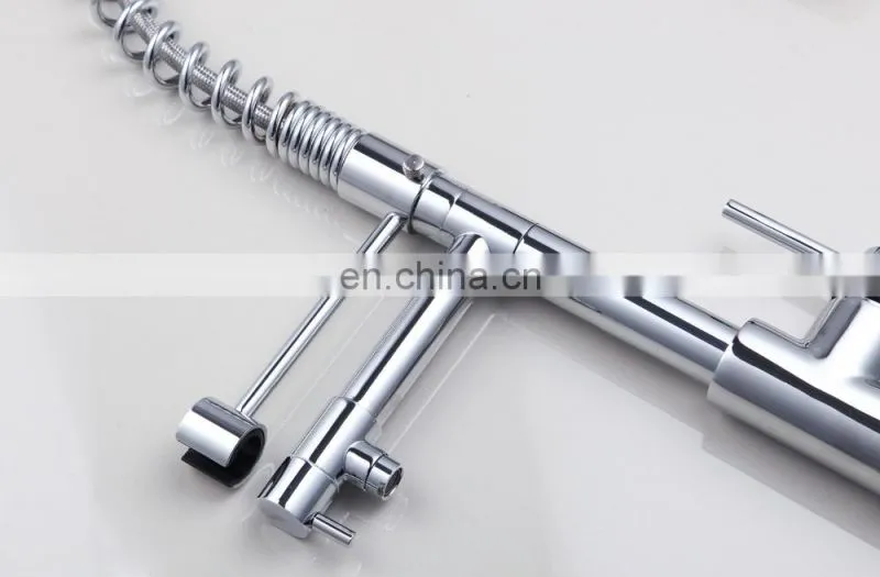 Mixed Brass LED Light Pulling Out Faucet Water Tap For Kitchen