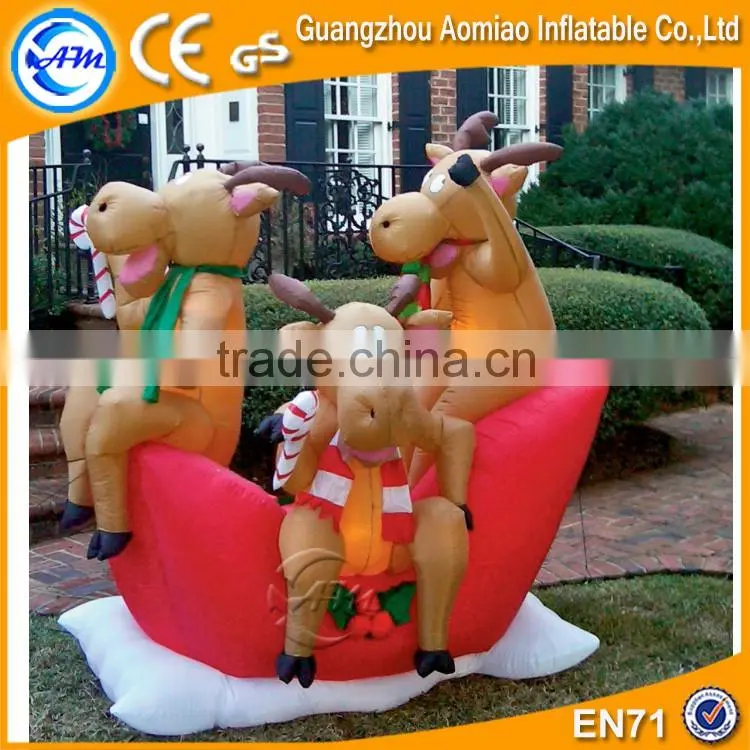 Outdoor christmas decoration inflatable santa with sleigh and reindeer