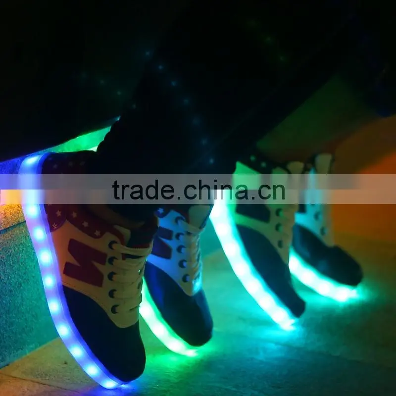 Factory supply adults LED light up casual Shoes, Factory price USB charge light LED shoes, High quality kids LED flashing shoes