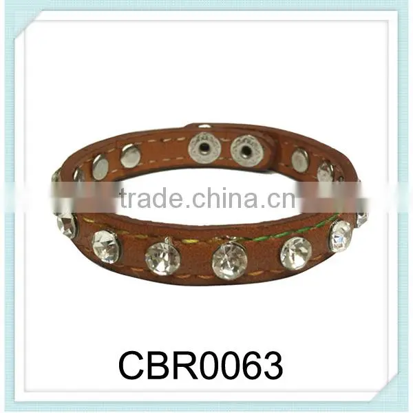 top quality custom design PU stars women rhinestone studs bracelets
