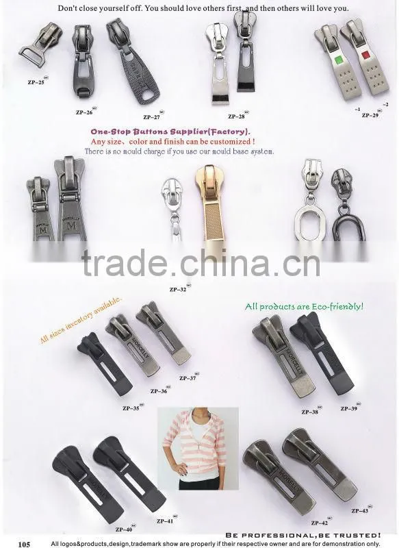 High end shiny gold metal zipper puller