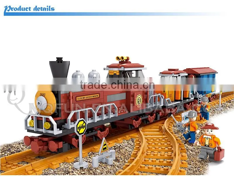 Mini Qute DIY classical train rail track Transport vehicle action figure plastic building block model educational toy NO.25710