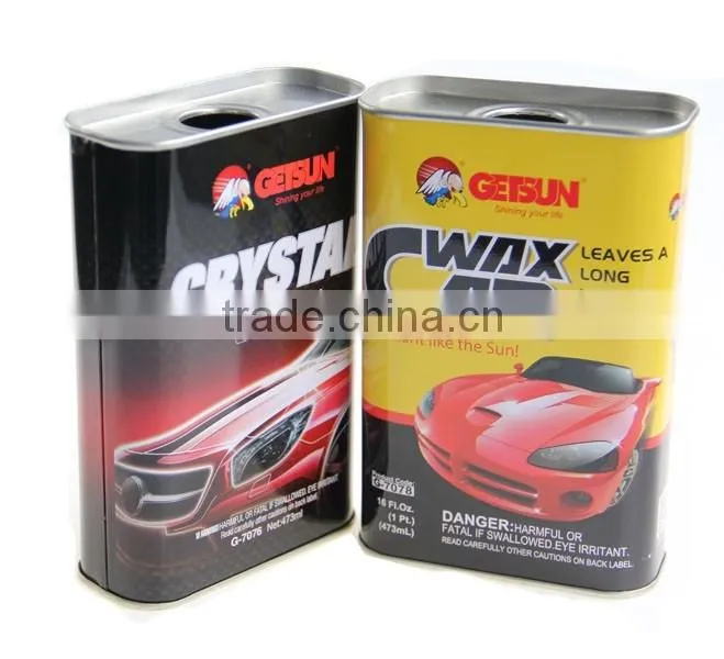 473ml square car wax tin metal box liquid product containers