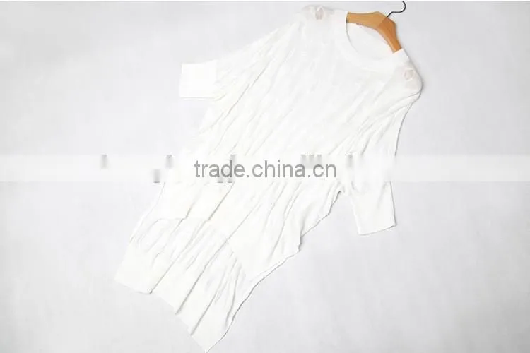 lastest fashion ladies Linen hollow batwing sleeve summer sweater with best price
