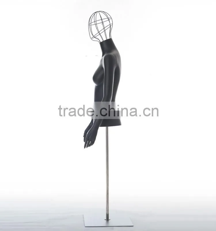 half body female torso mannequin with metal head