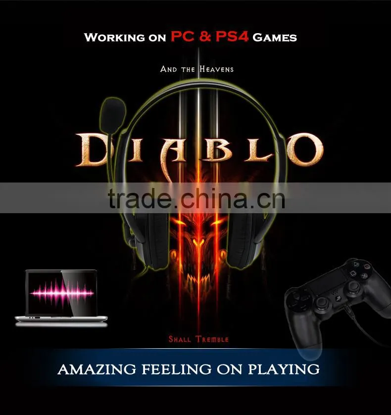 The most professional game accessories factory in china headphone for ps4 4.25 foot cable