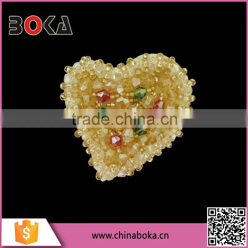 BOKA Handmade Sew-on Crystal Beads Heart Applique