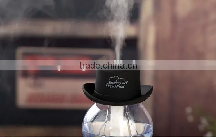Portable USB cowboy hat Mini humidifier outlet aromatherapy spray machine Household water bottle cap humidifier