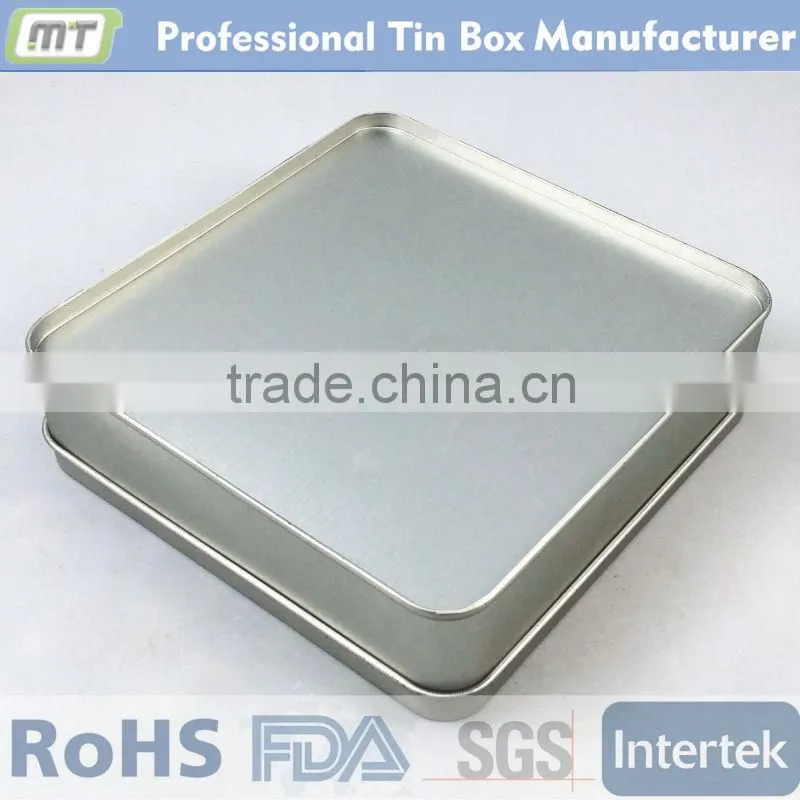 plain silvery square gift tin box