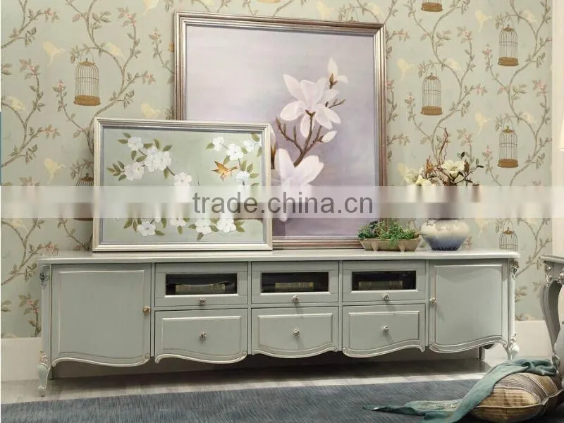 Fench style classic living room furniture wood Tv cabinet
