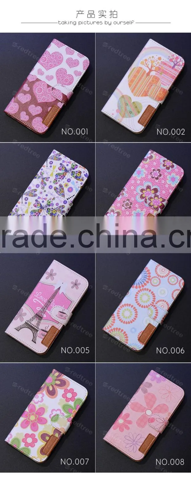 Lucky flower 3D printed flip card slot hand phone cover case