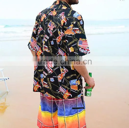 100% cotton hawaiian costume set casual comfortable beach shirts 2XL 3XL colorful sunshine Alibaba China hawaiian shirts