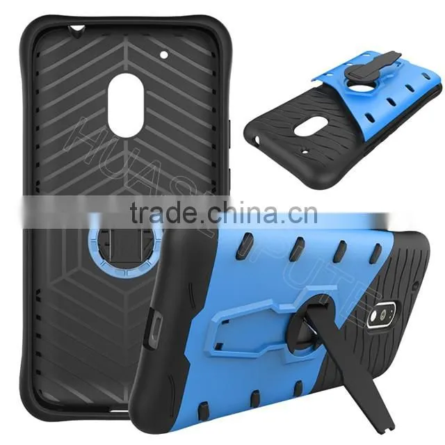 Heavy Duty Armour Shock Proof Hard Case Cover With Stand For Moto G4 Play