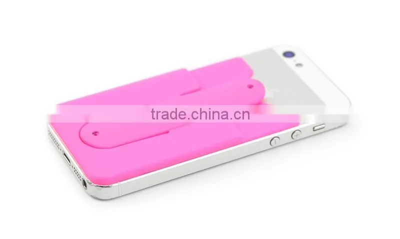 Custom made silicone 3m sticker smart wallet mobile card holder