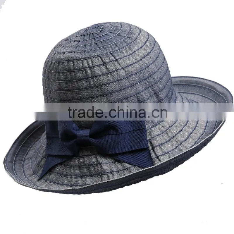Summer Stitching Sun Hat China wholesale Custom Floppy Lady Hat