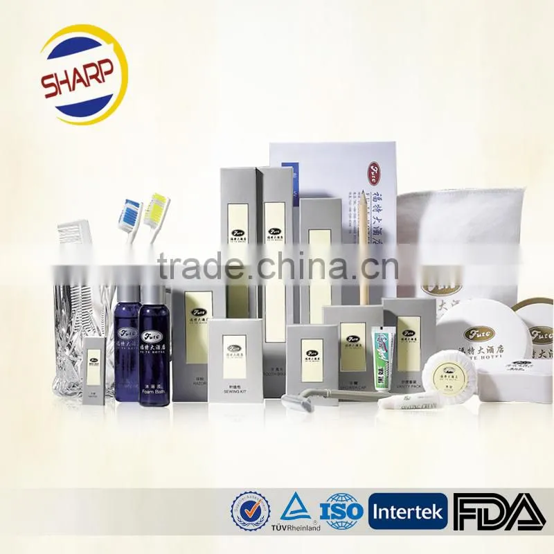 Eco-friendly hotel amenity kit packed in plastic bag/paper box