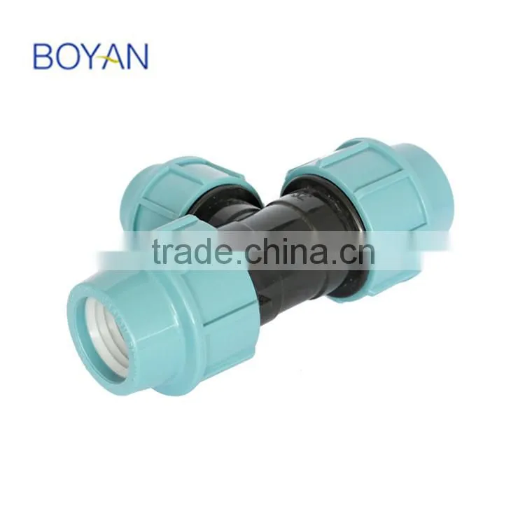 BOYAN zhejiang taizou light blue plastic pipe fitting for irrigation PP compression reducing tee