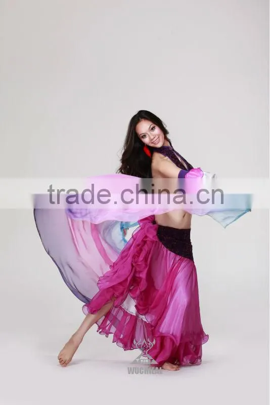 Belly Dance Silk Veil for Performance with Three Colors Switched