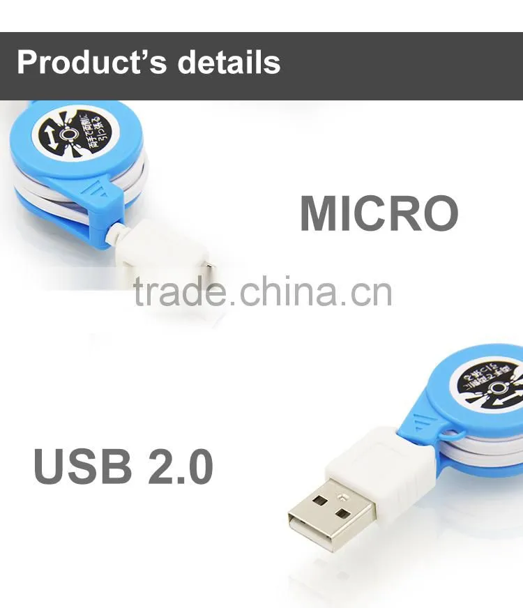 Greative Retractable Male to Male USB Cable Data&Charger Cable For Micro Phones