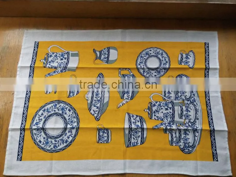 kitchen digital printed linen tea towel for home decorationl,promotion and gift-- chinaware or porcelain design