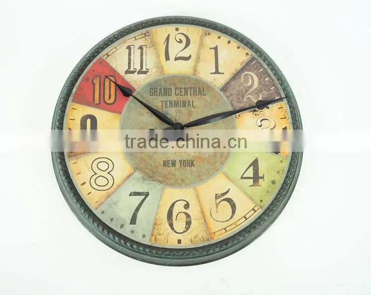 Antique multi color wrought iron wall clock