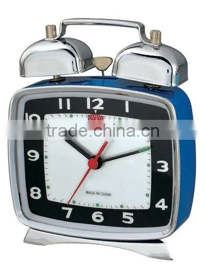 Square metal mechanical alarm clock, table clock