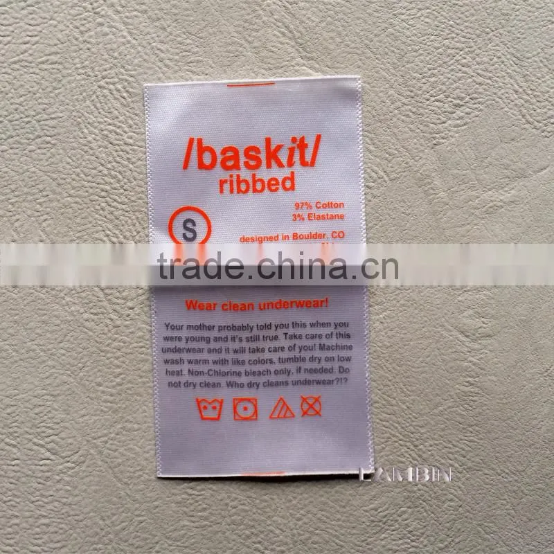 Zhejiang garment washing care label tag for children's jeans