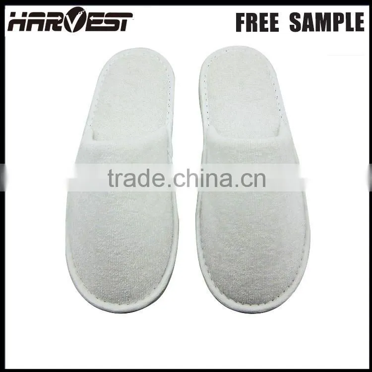 Cheap soft indoor custom made white slipper for hotel , towel bath personalize hotel bathroom slipper with logo