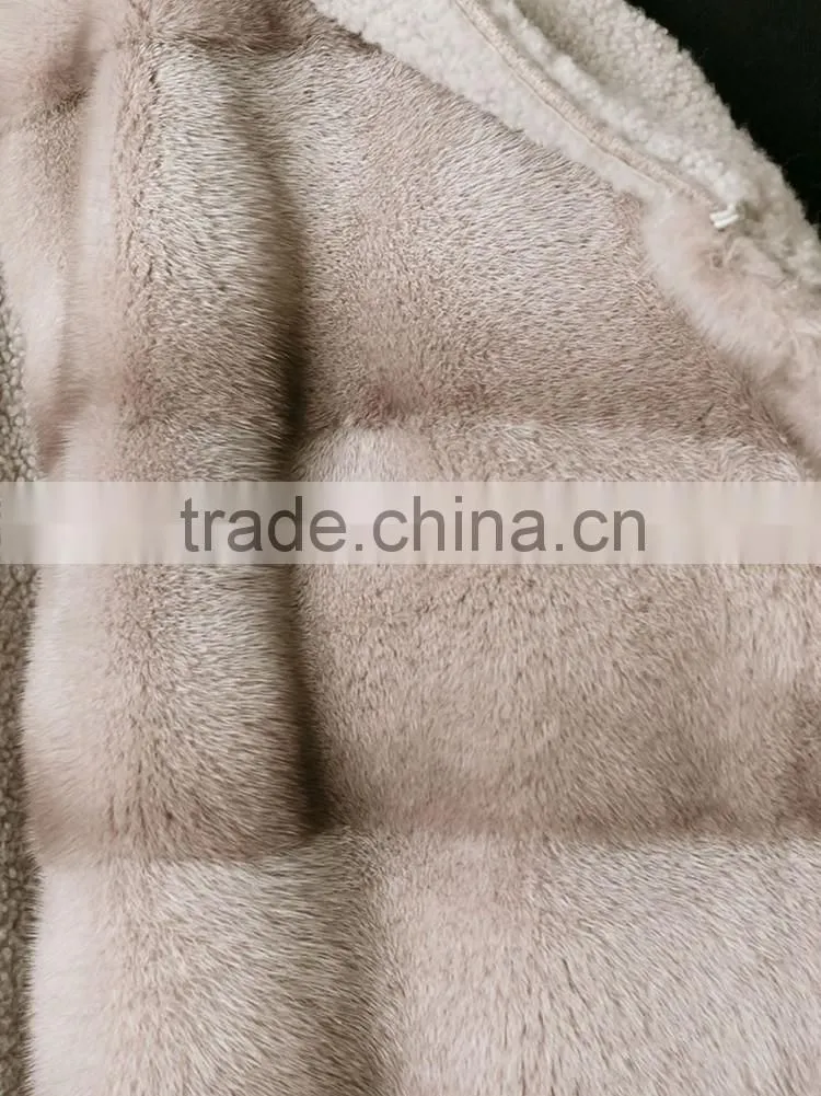 Vogue black modern fashion hooded women winter mink short sleeve fur coats
