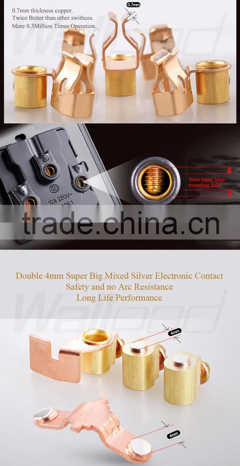 Black Crystal Glass16A 110-250V 1 Gang intermediate Switch Push Button Swtich Light Wall Switch