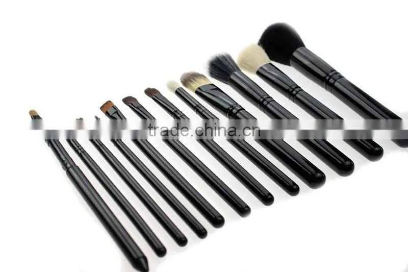 12pcs/set Black Cosmetic Makeup Brushes Set Make up Tool With Leather Cup Holder
