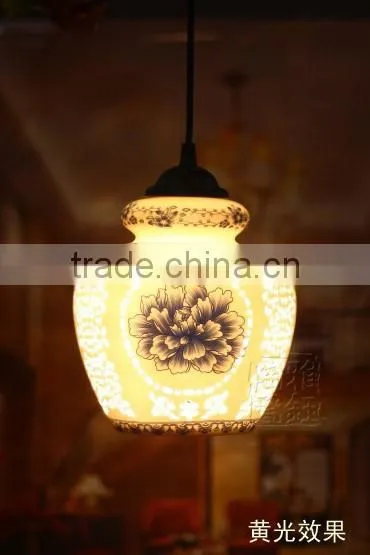Vintage LED Pendant Light Blue White Porcelain Ceramic Loft Coffee Bar Restaurant Kitchen Lights