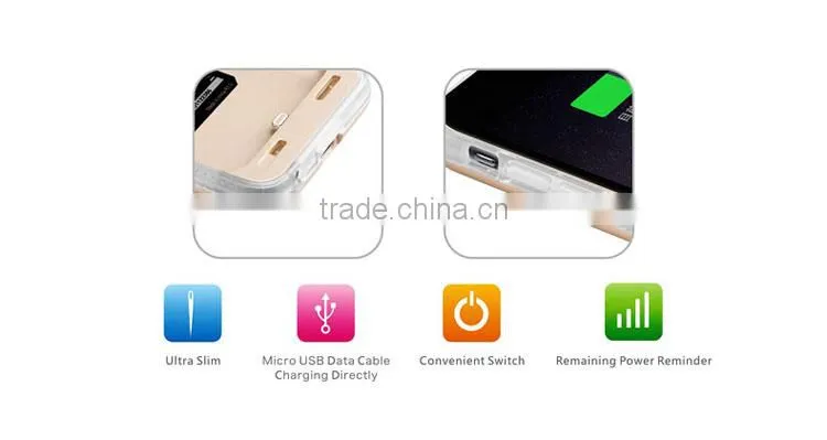 Rechargeable li-polymer battery case for iphone 6 Wireless Power Bank Charger