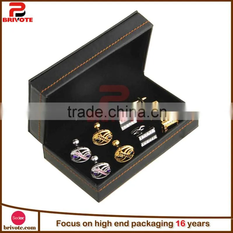 2016 Black PU Leather cufflink box/leather cufflink box