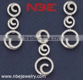 Italy design silver jewelry set, micro pave setting, AAA grade cz, high quality rhodium plated,silver ring, earings, and pendant