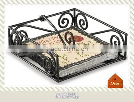 Metal square scrolled napkin holder