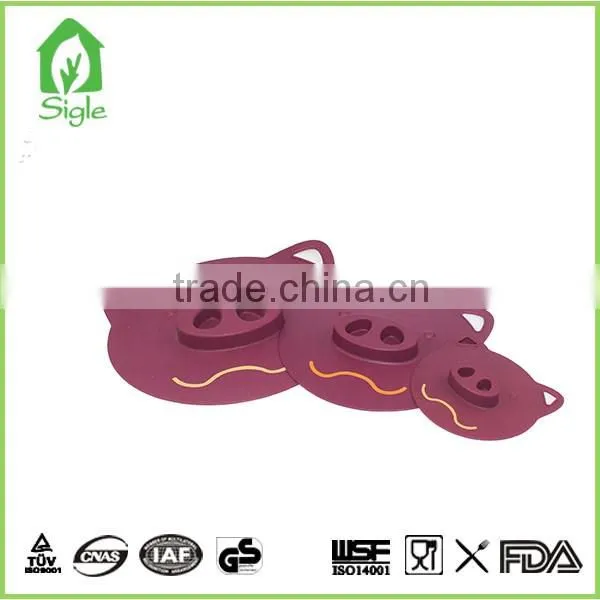 anti-leak Silicone Cute Pig Shape Bowl Lid cup cover coffee lid custom size personalize lid