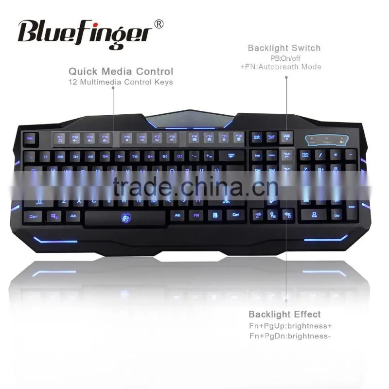 Custom OEM blue backlit computer keyboard and mouse combo