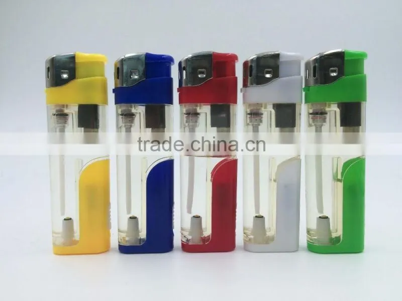 Cigarette Plastic Material Gas Electronic Refilling Lighter With LED Light