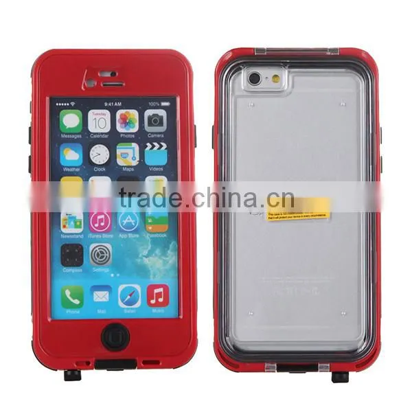 4.7 Inch Red Cellphone Waterproof Case for iPhone 6 Case With Home Button
