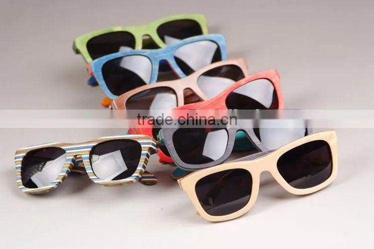 Colorful skateboard handmade wooden sunglasses
