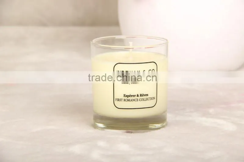 Luxury scented soy candle in glass jar