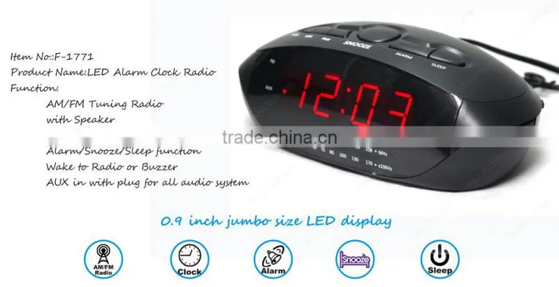 Built-in speaker 0.9 inch Led clock radio kitchen clock radio with LED clock radio
